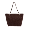 Große Shopper-Tasche mit Leopardenmuster, Goldkette und Tiertextur für den Winter-Alltag - Braun
