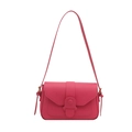 Minimalist rose pink small square shoulder bag with flap closure and adjustable strap - Rose Pink