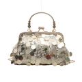 Elegante champagner goldene Pailletten-Clutch mit Ringgriffen für Abendpartys - Gold