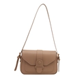 Retro khaki crossbody square bag with adjustable strap and flap detail on white background - Khaki