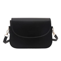 Borsa a tracolla semitonda nera minimalista in ecopelle opaca con dettagli dorati - Nero