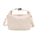 Mini borsa trapuntata crema con cuciture a cuore, manico e chiusura dorata - Bianco