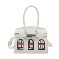 Sac fourre-tout blanc en relief crocodile avec un design créatif de façade de bâtiment - Blanc