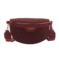 Burgunderrote Brusttasche mit Leopardenmuster, halbrund und mit goldenem Logo-Druck - Rot