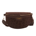 Braune Brusttasche für Damen mit Leopardenmuster, Samttextur und Nylon-Gurtband - Braun