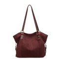 2025 stylish deep burgundy tote bag in matte suede leather with gold ring hardware accents - Coffee