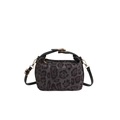 Borsa a tracolla retrò in finta pelliccia leopardata grigio scuro con manici in pelle - Nero