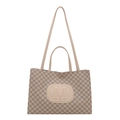 Borsa tote beige con stampa di lettere M e logo dotata di manici e una tracolla inclusa - Bianco