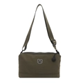 Olive green crossbody bag with cute bear patch and adjustable wide strap - Green