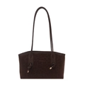 Minimalist vintage dark coffee leopard print tote bag with stylish shoulder straps - No Pendant / Brown