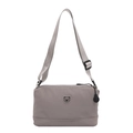 Minimalist light gray nylon crossbody bag with cute bear logo and adjustable strap - Gray