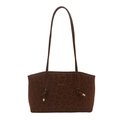 Large capacity leopard print tote bag with thin shoulder straps and knot detail - No Pendant / Brown