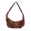 Braune Leder-Halbmondtasche mit Falten und Knotendesign im minimalistischen Stil - Braun