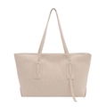 Minimalistische beige Tragetasche aus mattem PU-Leder mit feiner Leoparden-Textur und Henkeln - Off-White (Ohne Anhänger)