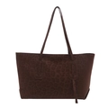 Schicke dunkelbraune Tragetasche mit Leopardenmuster für Damen im Wildleder-Design - Kaffee (Ohne Anhänger)
