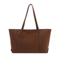 Große braune Tote Bag mit Leopardenmuster-Prägung und langen Schulterriemen - Braun (Ohne Anhänger)