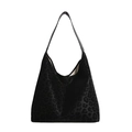 Sac seau chic noir à motif léopard avec bandoulière large dans un design hobo spacieux - Noir