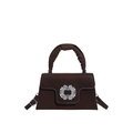 Borsa a tracolla in velluto marrone cioccolato con una lussuosa fibbia di strass - Marrone