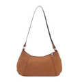Braune matte Wildleder Hobo-Tasche mit silbernem Reißverschluss im Retro-Design - Braun