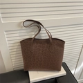 Elegante bolso tote con estampado de leopardo marrón para trabajo con correa de hombro - Marrón