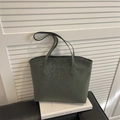 Green leopard print suede tote bag for women with large capacity and shoulder straps - Green