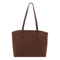 Grand sac fourre-tout à imprimé léopard marron avec doubles bandoulières pour femmes - Marron