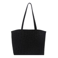 Grand sac cabas noir à imprimé léopard avec de longues bandoulières élégantes - Noir
