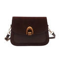 Retro dark brown saddle bag with suede flap and golden horseshoe buckle for women - Brown