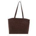 Grande borsa shopper vintage con stampa leopardata marrone scuro e spalline lunghe - Marrone
