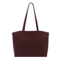 Grand sac cabas bordeaux à imprimé léopard avec longues bretelles pour femme - Rouge