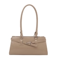 Bolso de hombro baguette beige minimalista en cuero PU mate con hebilla de lazo - Caqui