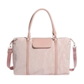 Borsa da viaggio in nylon rosa chiaro impermeabile con trama a pieghe e tracolla - Rosa