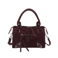 Deep red suede crossbody bag featuring retro rivets and classic motorcycle style design - Red