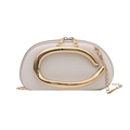 Off-white crescent clutch bag with large oval gold metal handle and chain strap - White