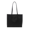 Minimalist large black matte tote bag with slim handles shown on white background - Black