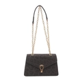 Elegante borsa a tracolla leopardata con chiusura a testa di serpente dorata - Grigio