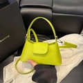 Fluorescent green French baguette bag with top handle and detachable shoulder strap - Green