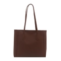 Retro brown large capacity tote bag with decorative stitching and slim shoulder straps - Brown