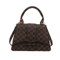 Brown monogrammed crossbody bag with retro M-letter texture and gold hardware details - M Style / Brown