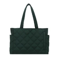 Borsa tote trapuntata verde scuro con motivo a rombi e ampi manici superiori per donna - Verde