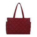 Borsa tote trapuntata rosso scuro con design multitasche e spallacci lunghi per donna - Rosso