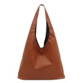 Minimalist brown tote bag in caramel finish with wide handle and large capacity - Brown