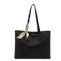 Schwarze Minimalist Tote Bag mit bedrucktem Seidentuch und Fashion & Bag Schriftzug - Schwarz