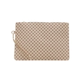 Pochette enveloppe minimaliste avec cercles géométriques rouges et détails dorés - Monogramme Blanc