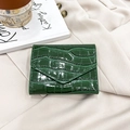 Portafoglio verde scuro in finta pelle di coccodrillo con patta triangolare - Verde