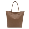 Große dunkelbraune Shopper-Tasche aus geflochtenem Leder mit langen Doppelgriffen - Khaki