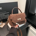 Elegant dark brown leopard embossed crossbody bag with gold lock for autumn 2025 style - Dark Brown Leopard