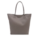 Minimalistische große Tote-Bag mit gewebter Ledertextur in elegantem Dunkelgraubraun - Grau
