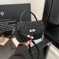 Elegant black leopard print handbag with gold hardware and adjustable strap for women - Black Leopard