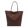 Große braune Damen-Tote-Bag mit gewebter Textur und schmalen Schultergurten - Braun